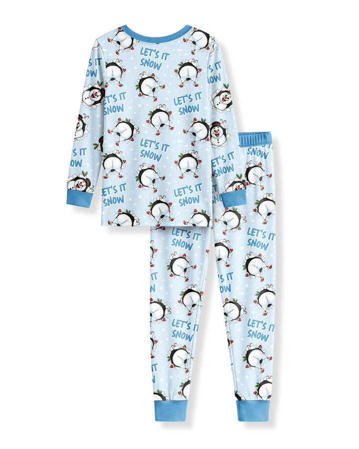 Funny Snowman Bamboo Two Piece Long Sleeve Pajama Set