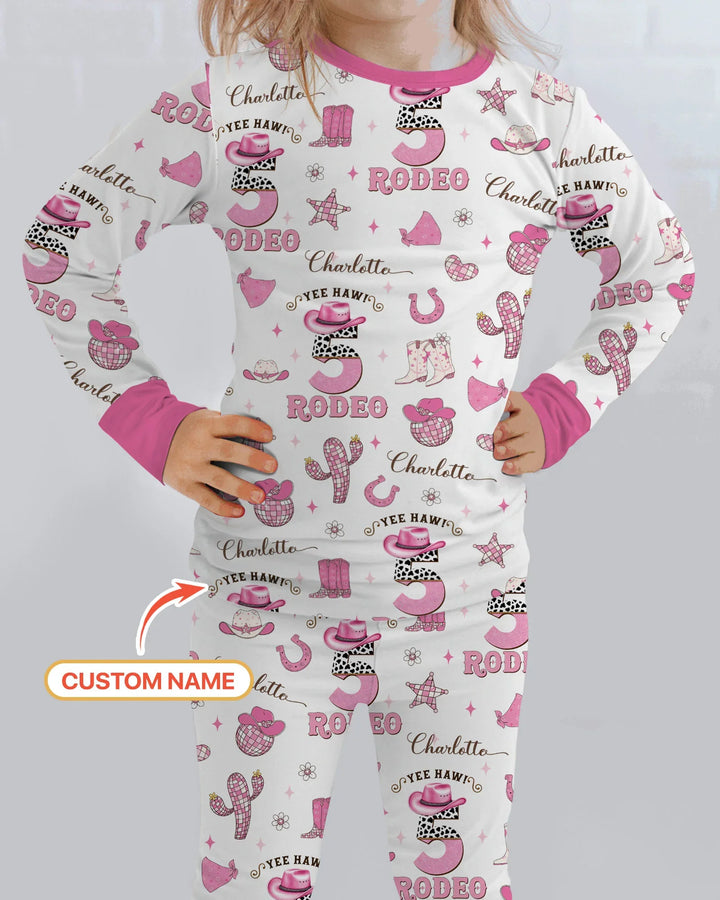Personalized Birthday Rodeo Bamboo Two Piece Long Sleeve Pajama Set