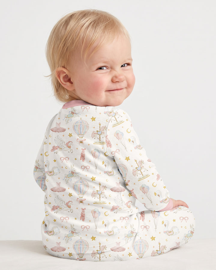 Little Ballerina Birthday Custom Name & Age Bamboo Two Piece Long Sleeve Pajama Set