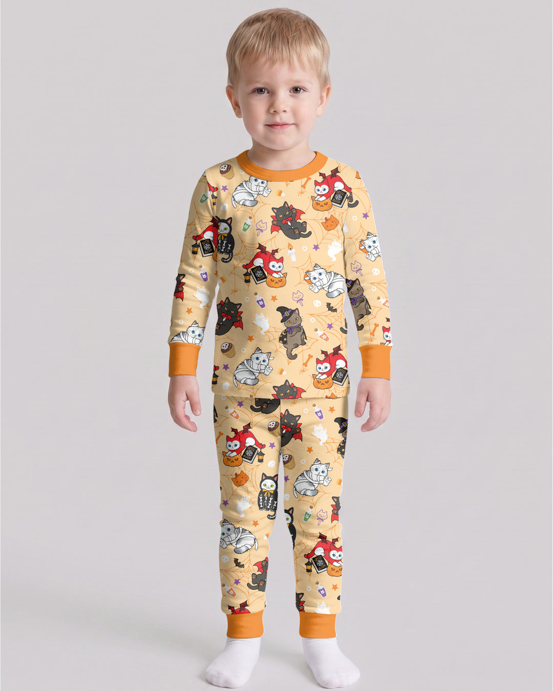 Spooky Kittie Bamboo Two Piece Long Sleeve Pajama Set