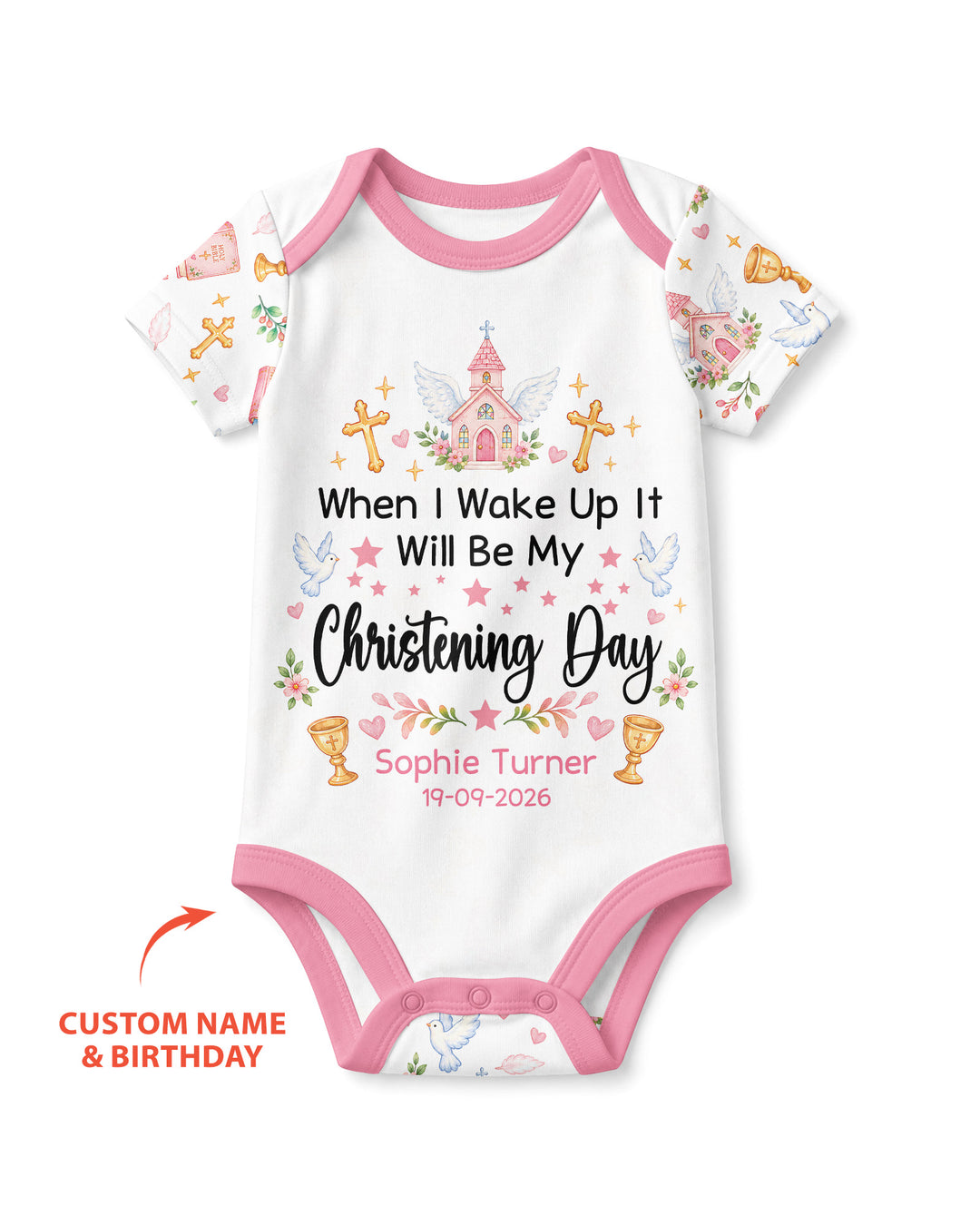 Personalized When I Wake Up It Will Be My Christening Day Bamboo Bodysuit