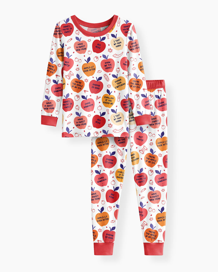 Rosh Hashanah Funny Jewish Puns Bamboo Two Piece Long Sleeve Pajama Set