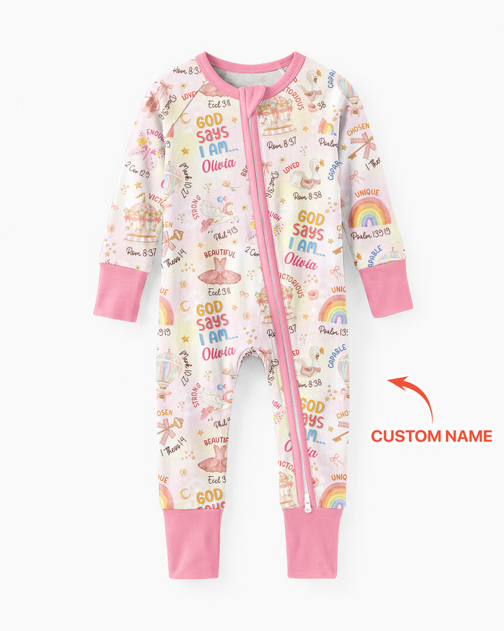 God Says I Am- Ballerina Custom Name Bamboo Convertible Zippy