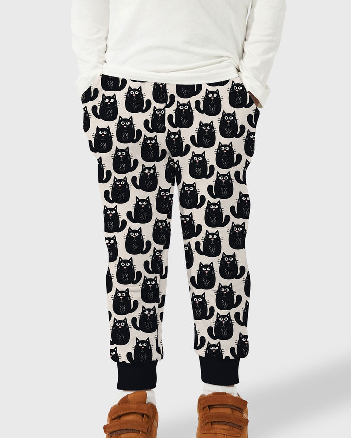 Moody Black Cats in Black and White Bamboo Jogger