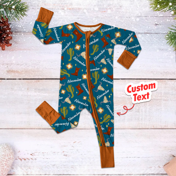 Ready to Rodeo Custom Name Convertible Zippered Romper