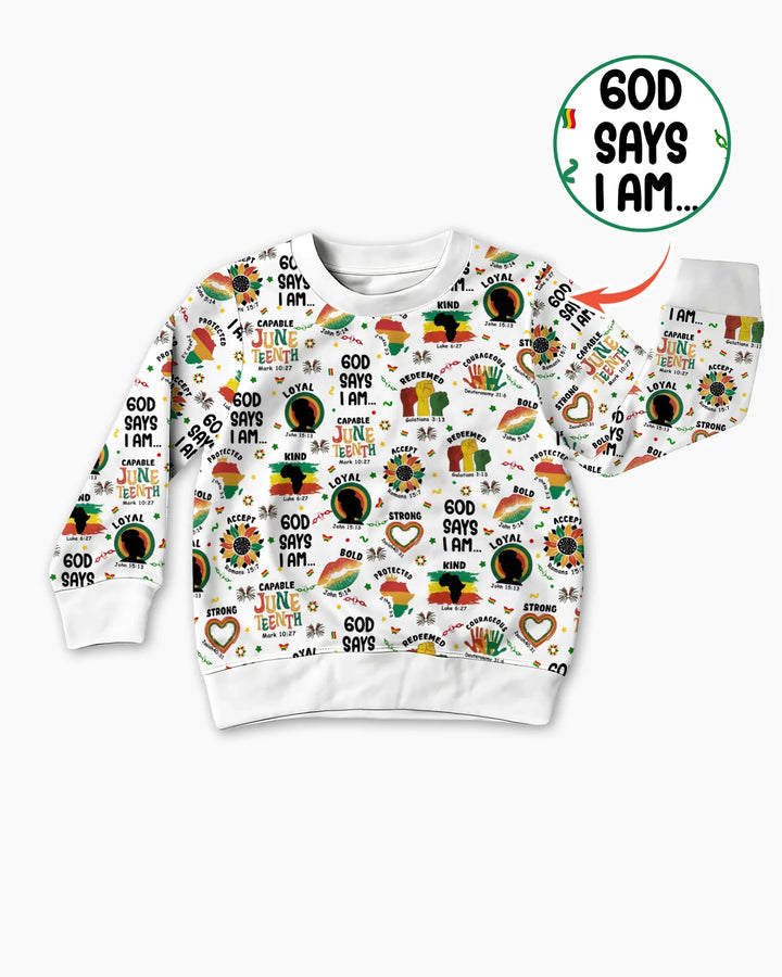 God Says I Am Juneteenth Bamboo Crewneck Sweatshirt