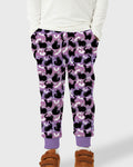 Spooky Black Cat Halloween Purple Bats Bamboo Jogger