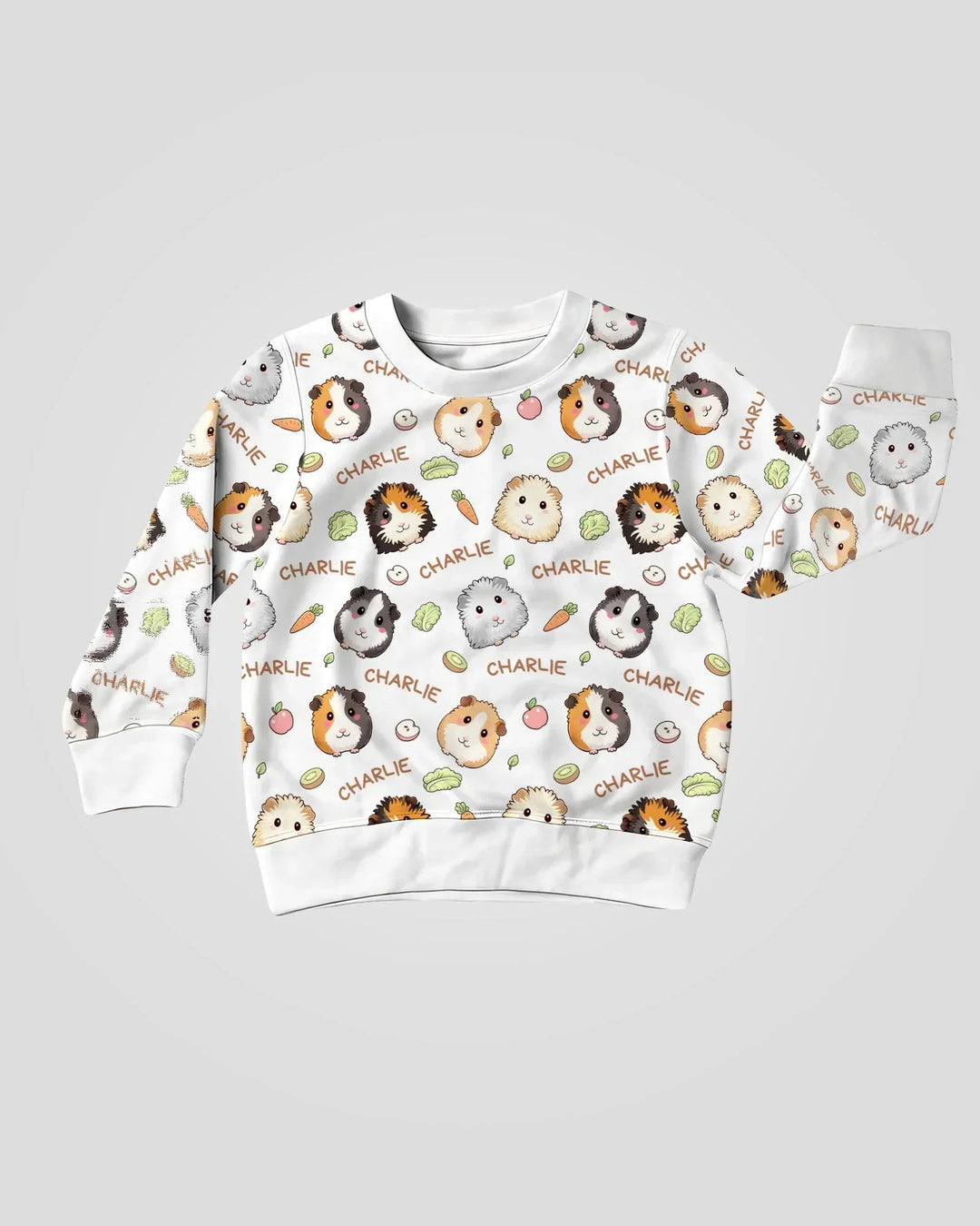 Custom Name Cute Guinea Pigs Crewneck Sweatshirt