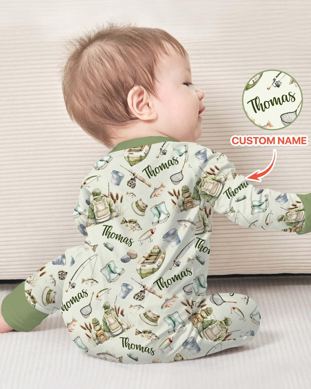 Custom Name Fishing Day Daddy & Me Matching Bamboo Convertible Zippy