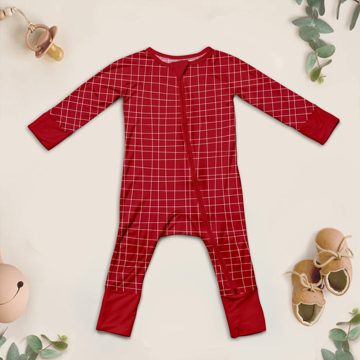 Windowpane Check Bamboo Pajamas for Babies - Modern & Soft