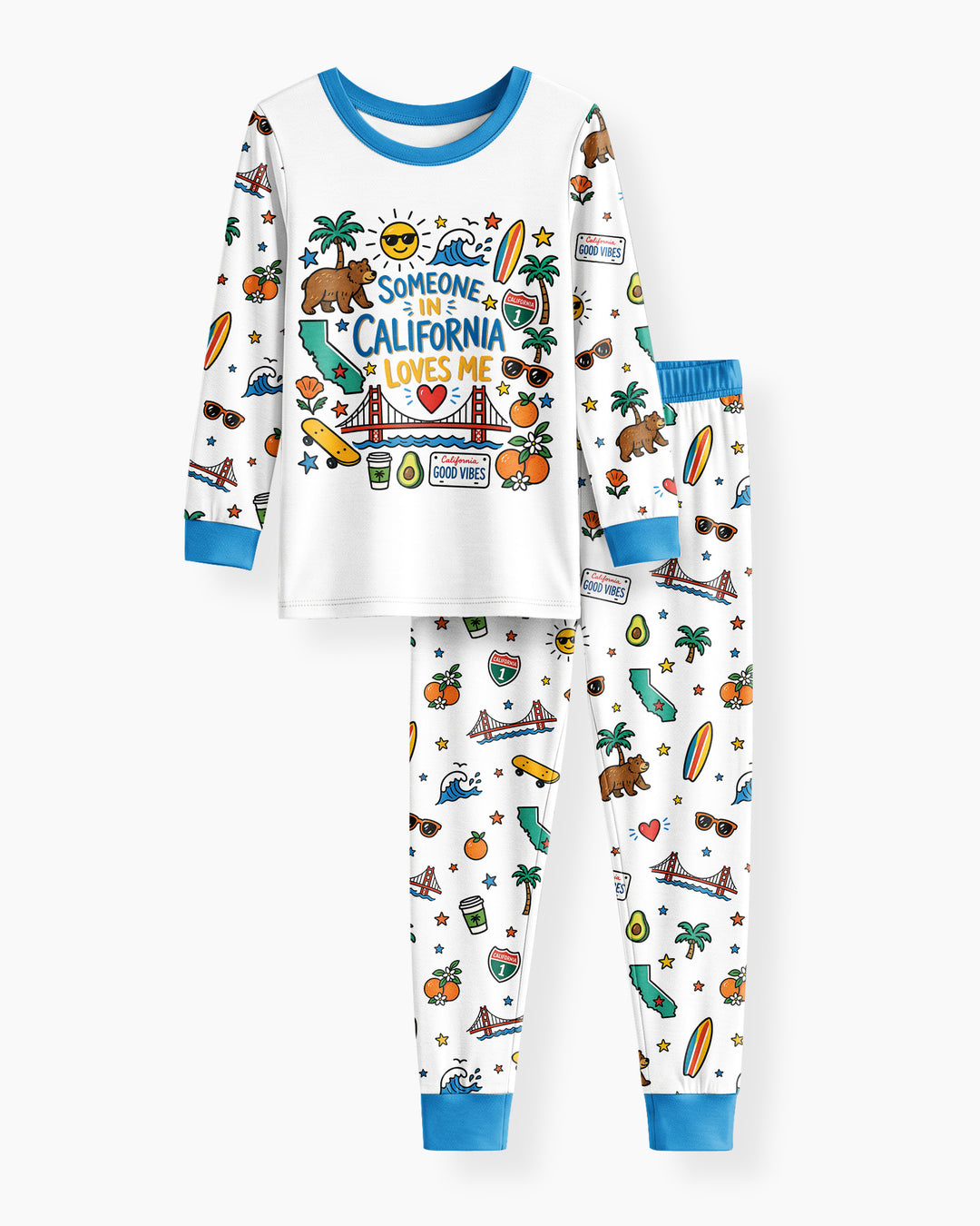 Someone in California Loves Me Bamboo Two Piece Long Sleeve Pajama Set (A)