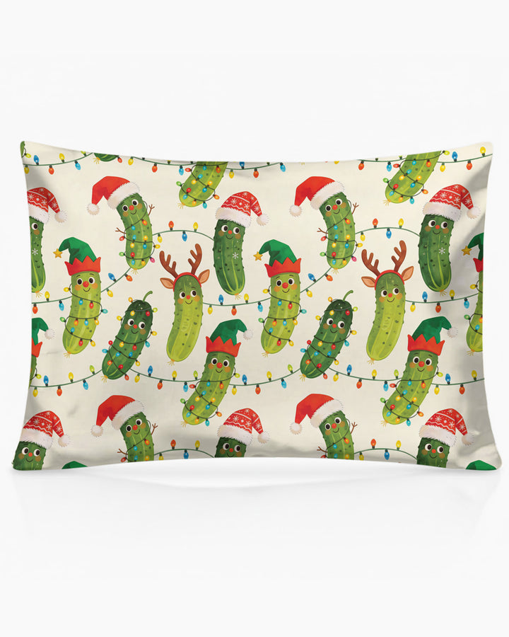Cheerful Christmas Pickle Bamboo Pillow Case