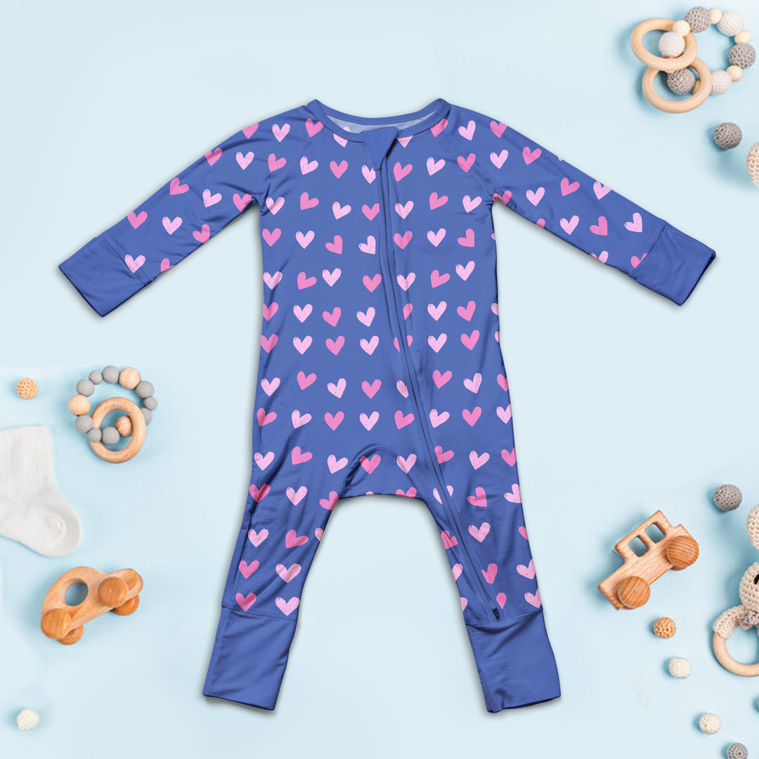 Heartfelt Hugs Bamboo Zipper Pajamas for Kids - Cozy & Cute