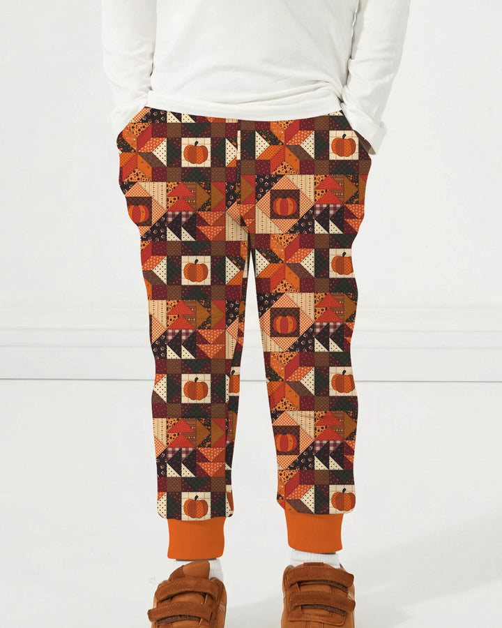 Vintage Pumpkin Patchwork Fall Bamboo Jogger