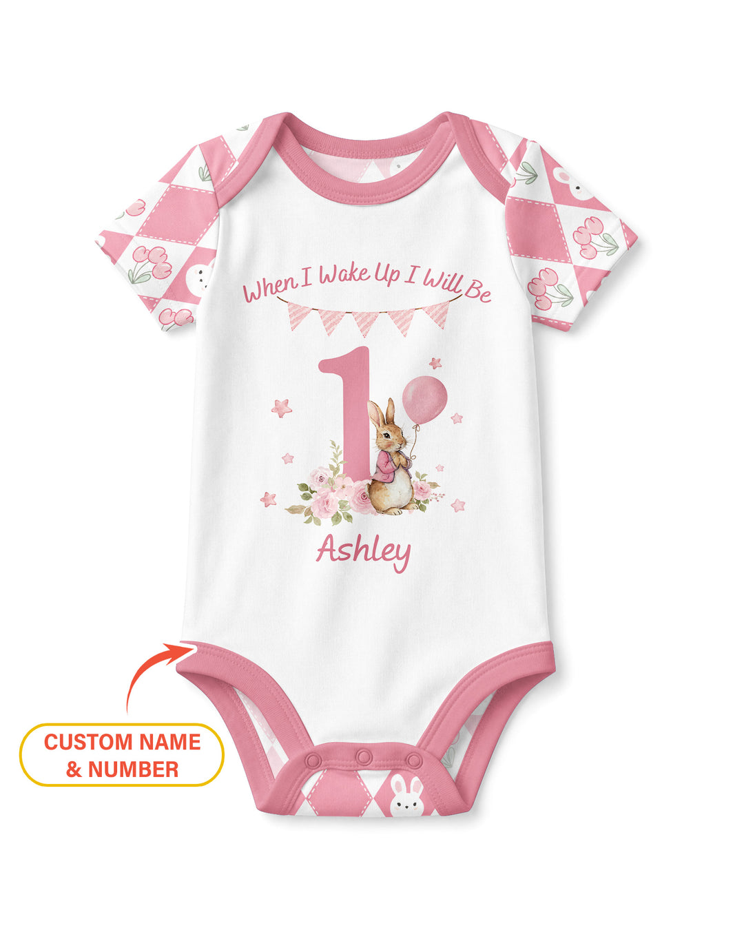 Custom Name When I Wake Up Bunny Birthday Bamboo Bodysuit