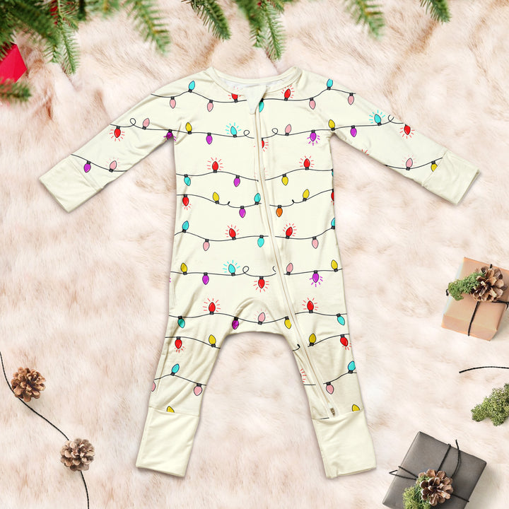 Twinkling Lights Baby Pajamas - Bright & Merry