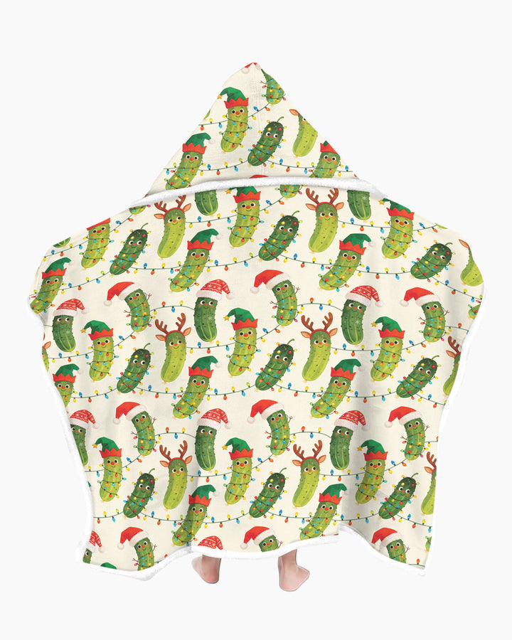 Cheerful Christmas Pickle Wearable Hooded Blanket