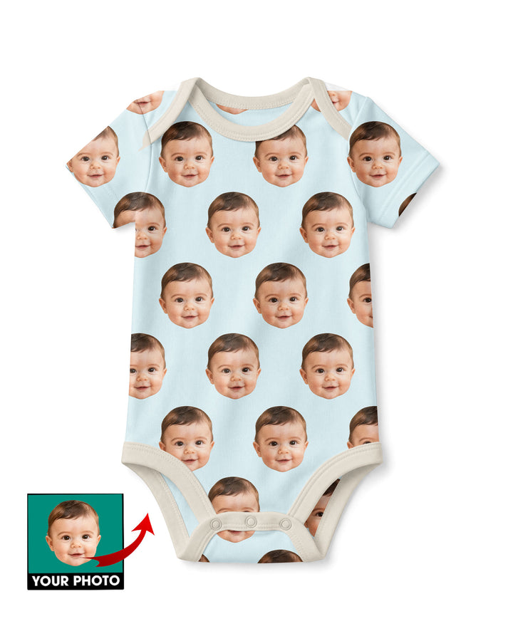 Custom Baby Face Bodysuit, Long/Short Sleeve Baby Romper, All Over Print Newborn Gift