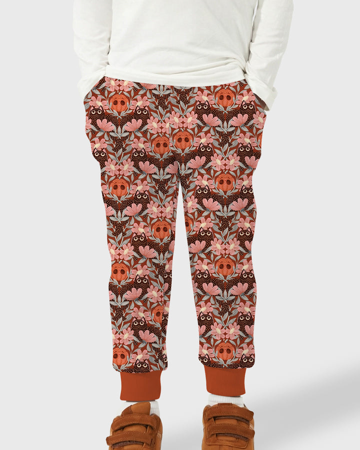 Spooky Owl Pumpkin Folk Floral Halloween Bamboo Jogger