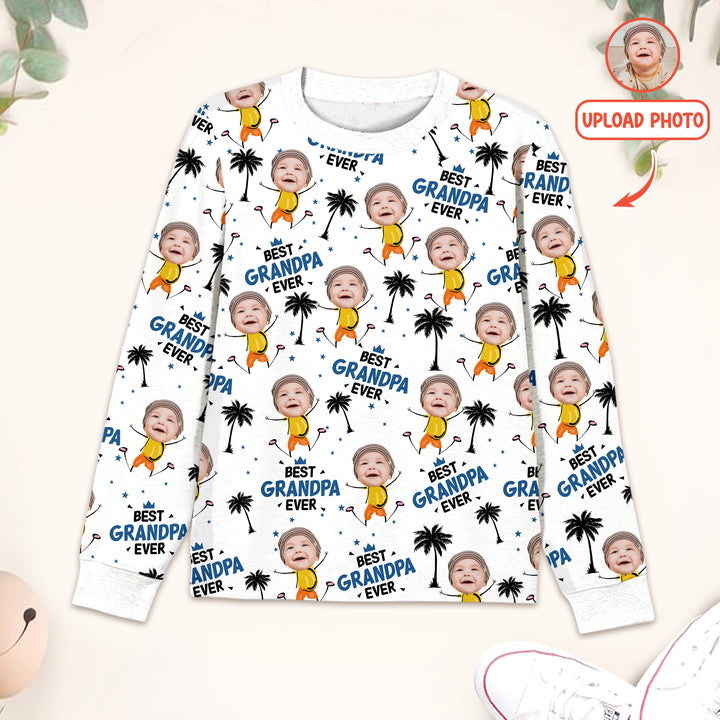 Custom Photo Best Dad Grandpa Ever Men's Pajama Set For Christmas