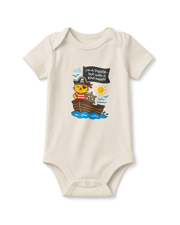 I'm a Pirate with a Kind Heart Cat Baby Bamboo Bodysuit