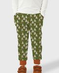 Cute Ghost Halloween Moss Green Floral Bamboo Jogger
