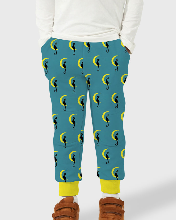 Black Cat Crescent Moon Celestial Night Bamboo Jogger