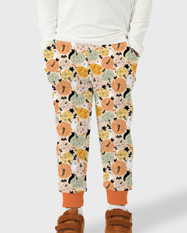 Floral Pumpkin Ghost Halloween Bamboo Jogger