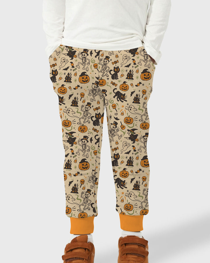 Vintage Skeleton Pumpkin Halloween Bamboo Jogger