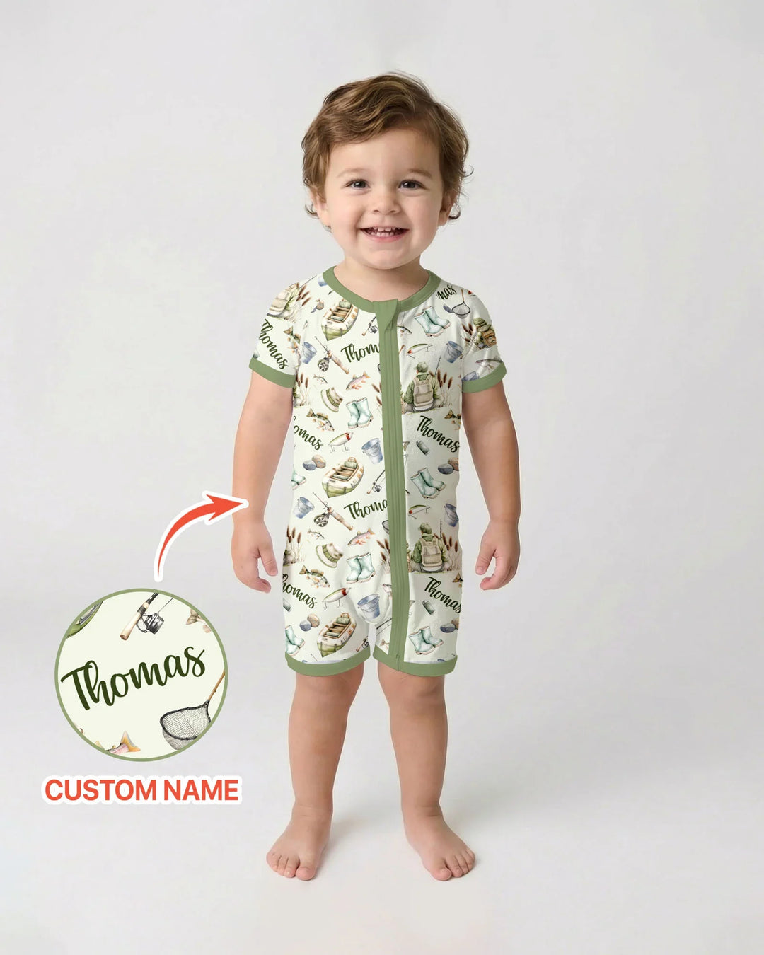 Custom Name Fishing Day Daddy & Me Matching Bamboo Shorty Zippy
