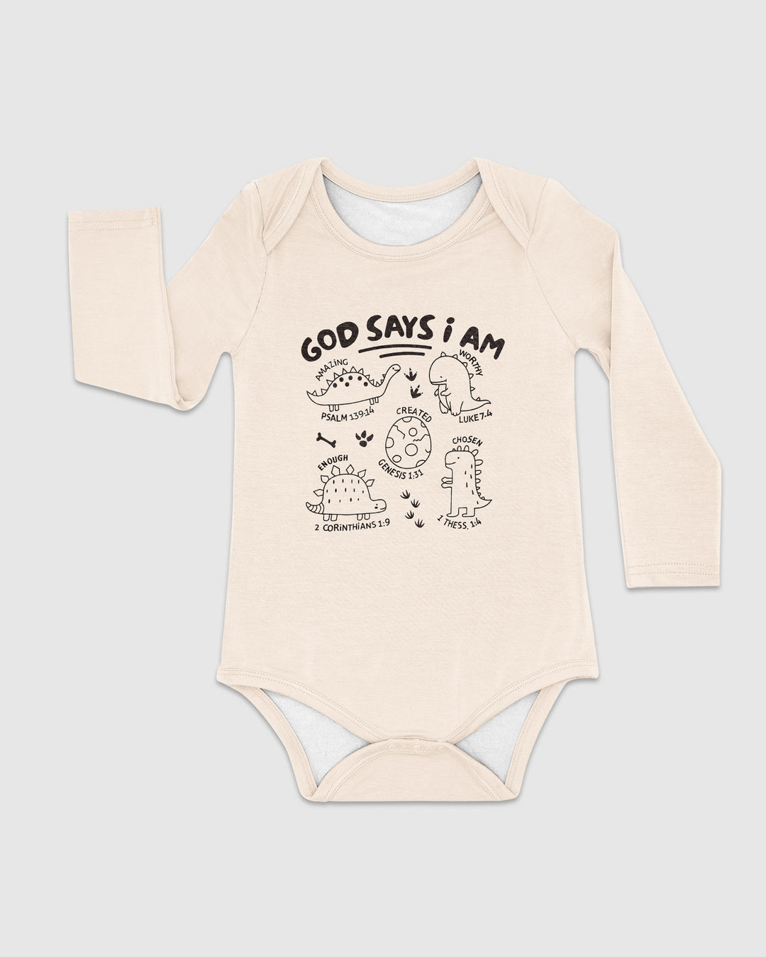 God say i am Dinosaur Bamboo Bodysuit