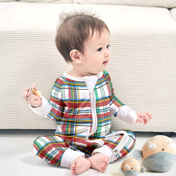 Relaxed Fit Retro Checkered Bamboo Fabric Outfit for Babies