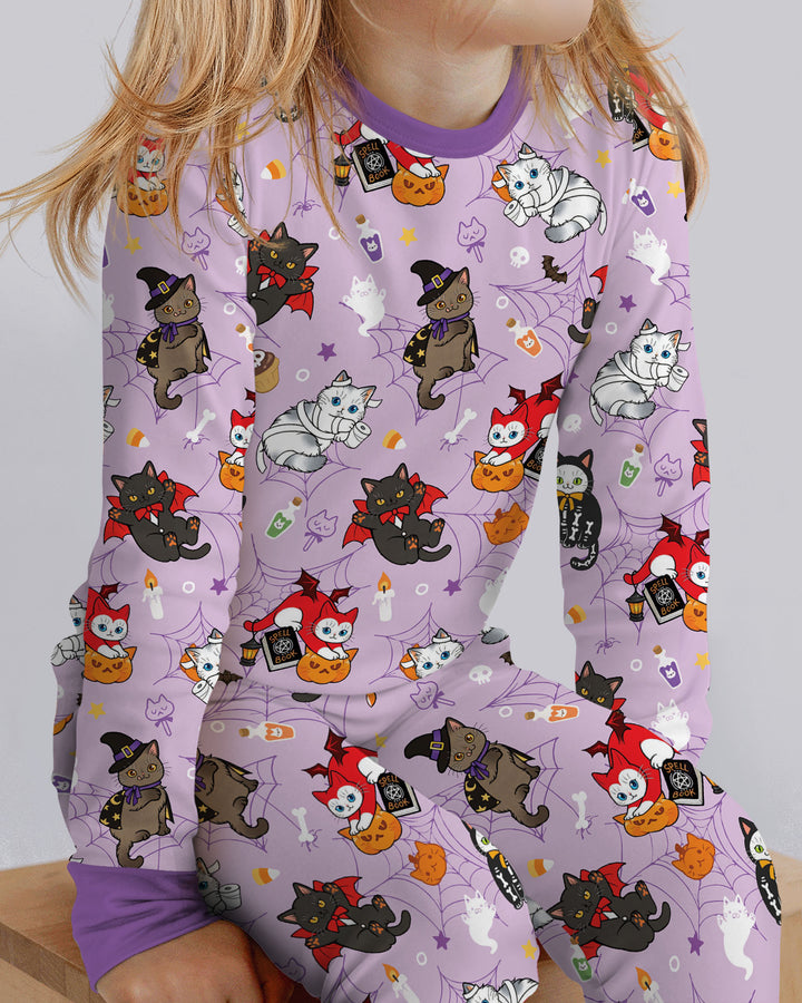 Spooky Kittie Bamboo Two Piece Long Sleeve Pajama Set