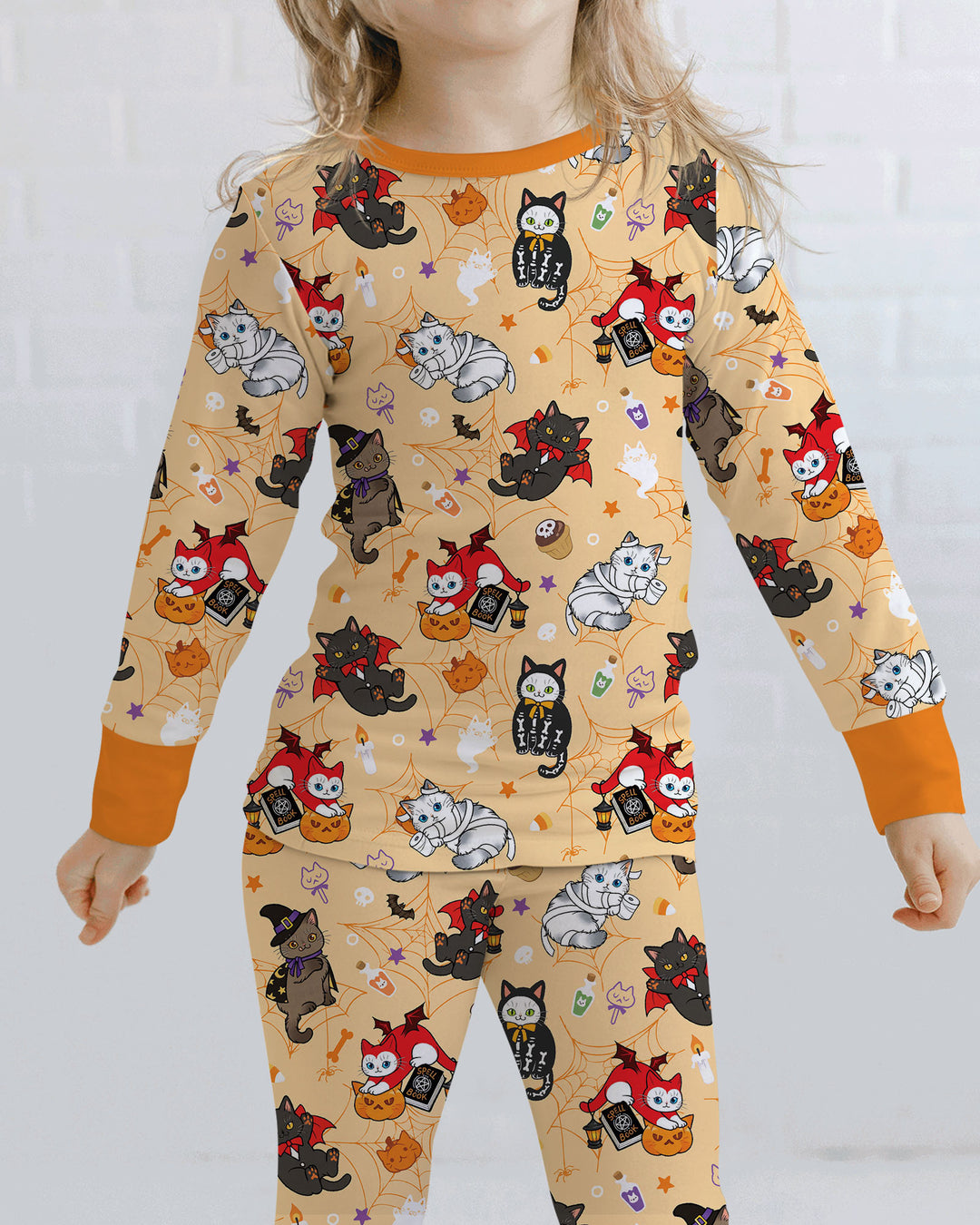 Spooky Kittie Bamboo Two Piece Long Sleeve Pajama Set