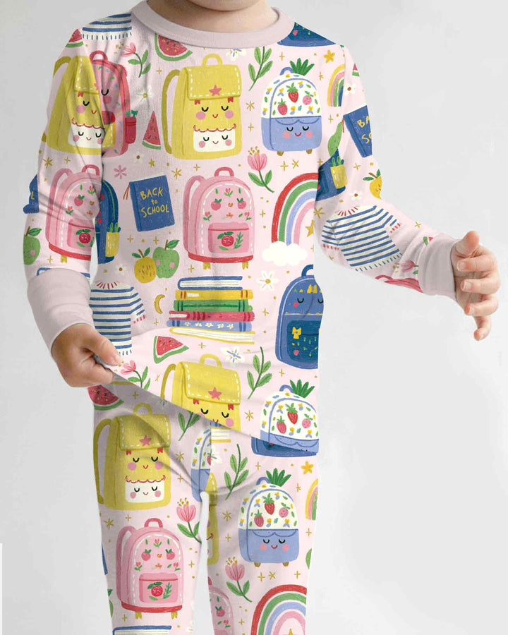 Conjunto de pijama de dos piezas de bambú con mangas largas, plantilla PERSONALIZADA