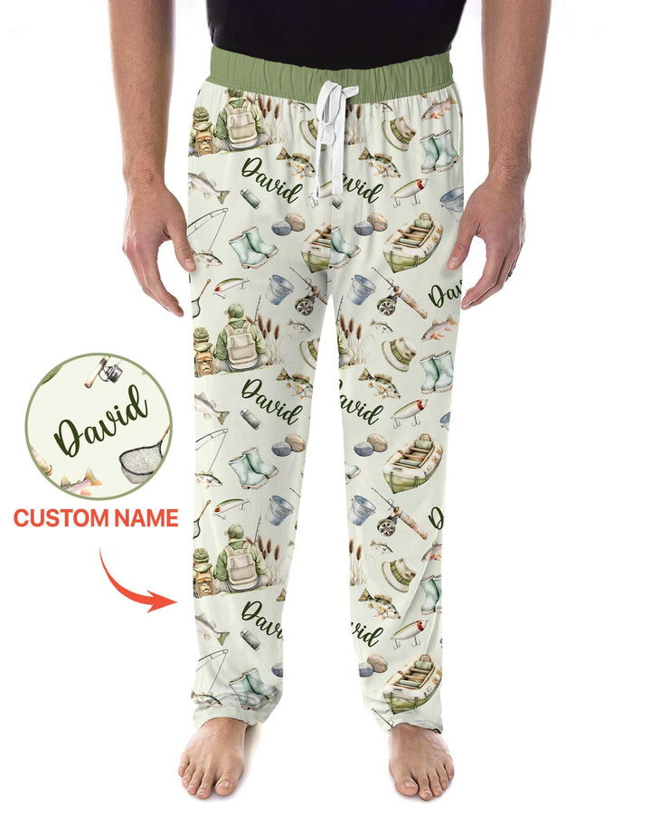 Custom Name Fishing Day Daddy & Me Matching Bamboo Men's Pajama Set
