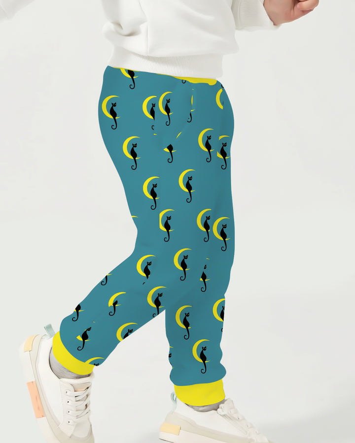 Black Cat Crescent Moon Celestial Night Bamboo Jogger