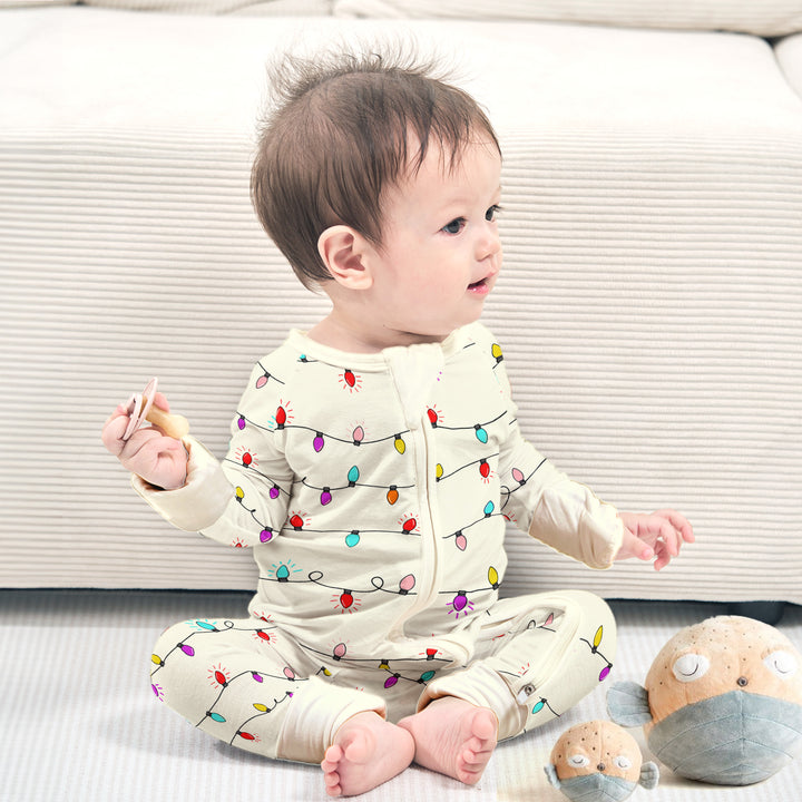 Twinkling Lights Baby Pajamas - Bright & Merry