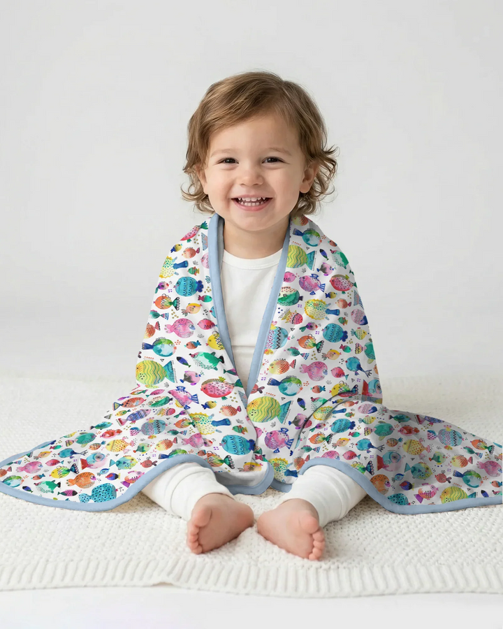 Rainbow Reef Fish Bamboo Blanket