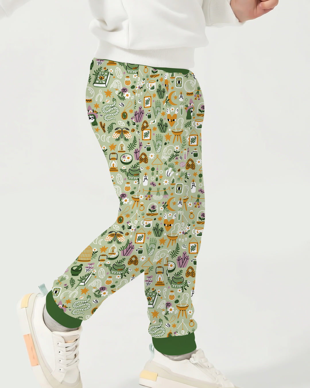 Boho Witchy Celestial Magic Floral Bamboo Jogger
