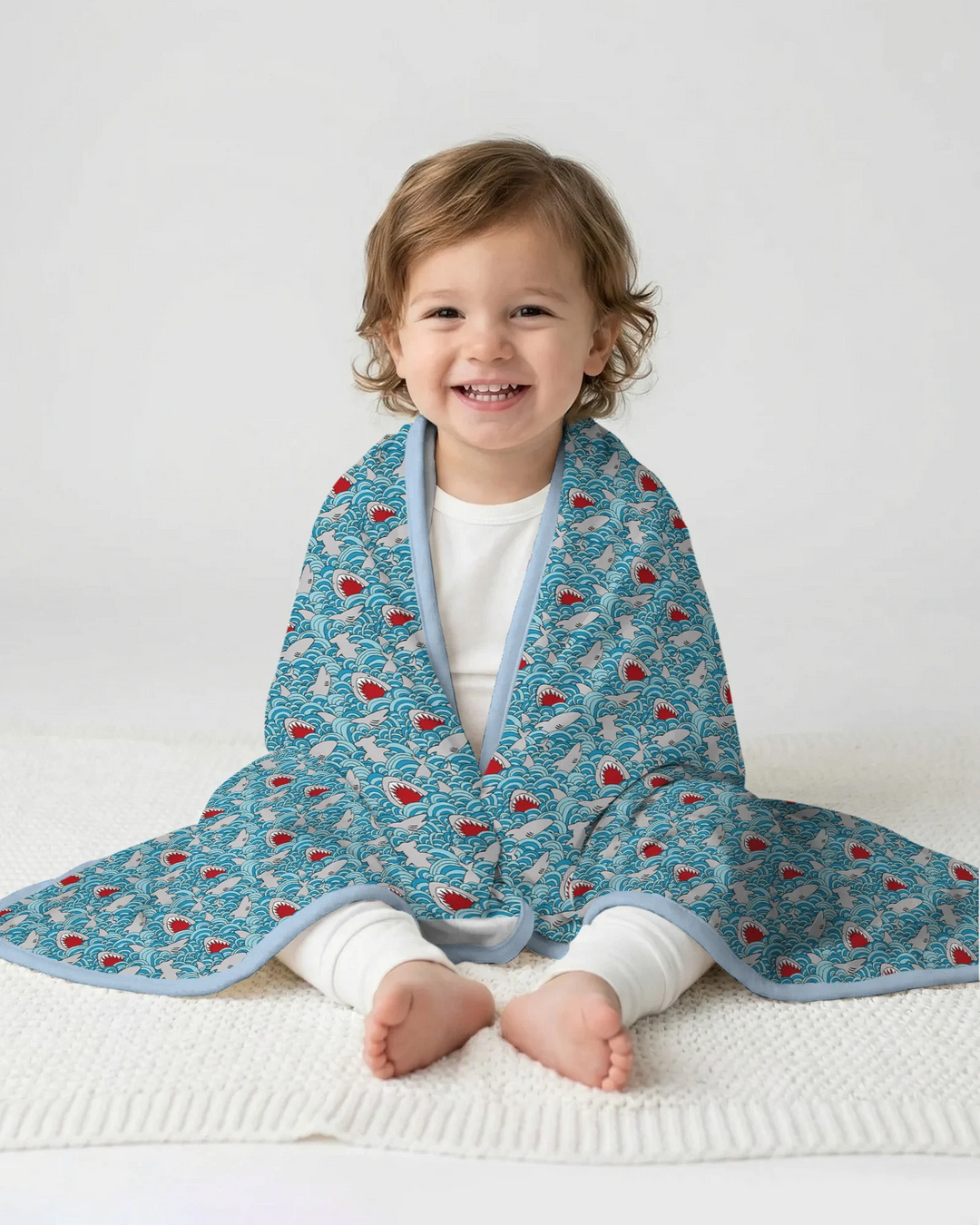 Shark Wave Rush Bamboo Blanket