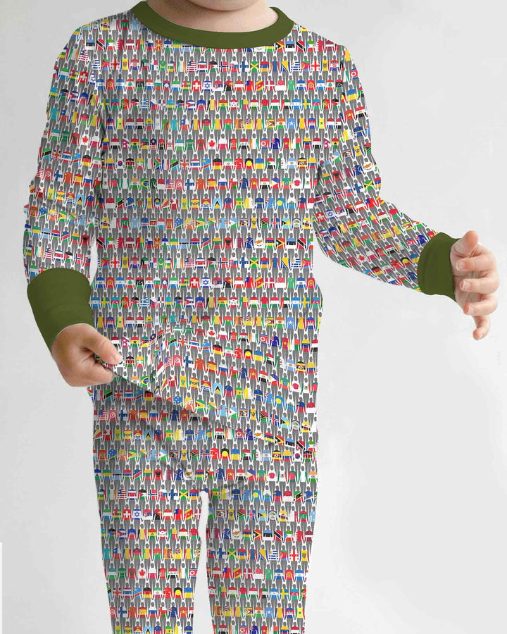 Conjunto de pijama de dos piezas de bambú con mangas largas, plantilla PERSONALIZADA