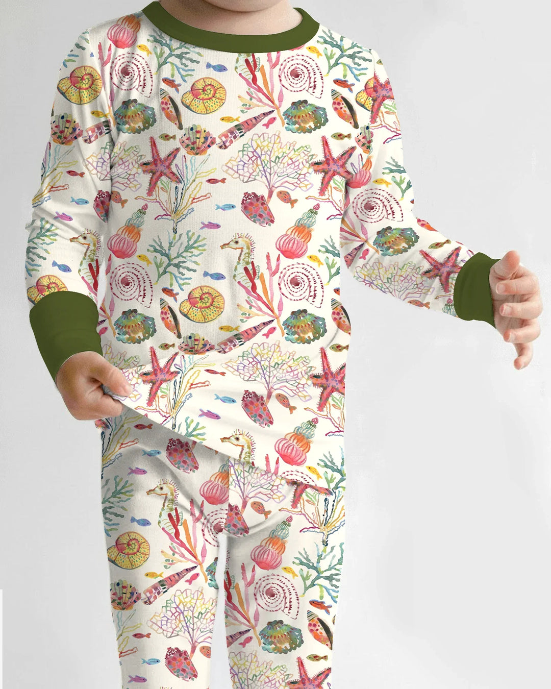 Tropical Reef Whimsy  Bamboo Two Piece Long Sleeve Pajama Set