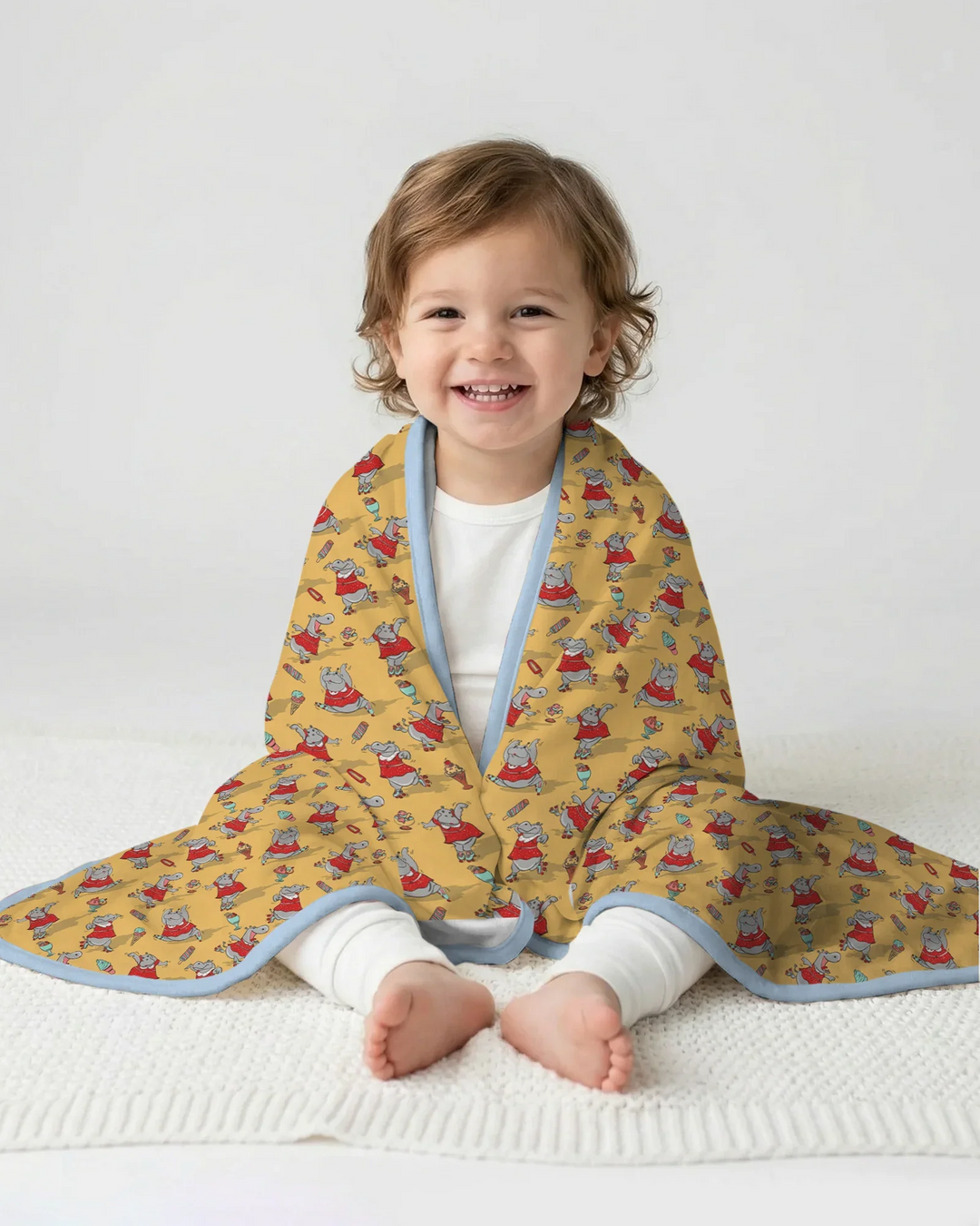 Dancing Hippo Treats Bamboo Blanket