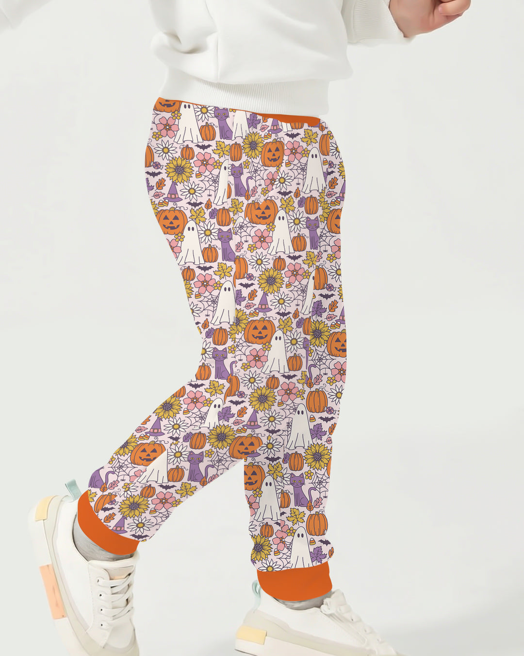 Ghost Pumpkin Fall Floral Halloween Bamboo Jogger