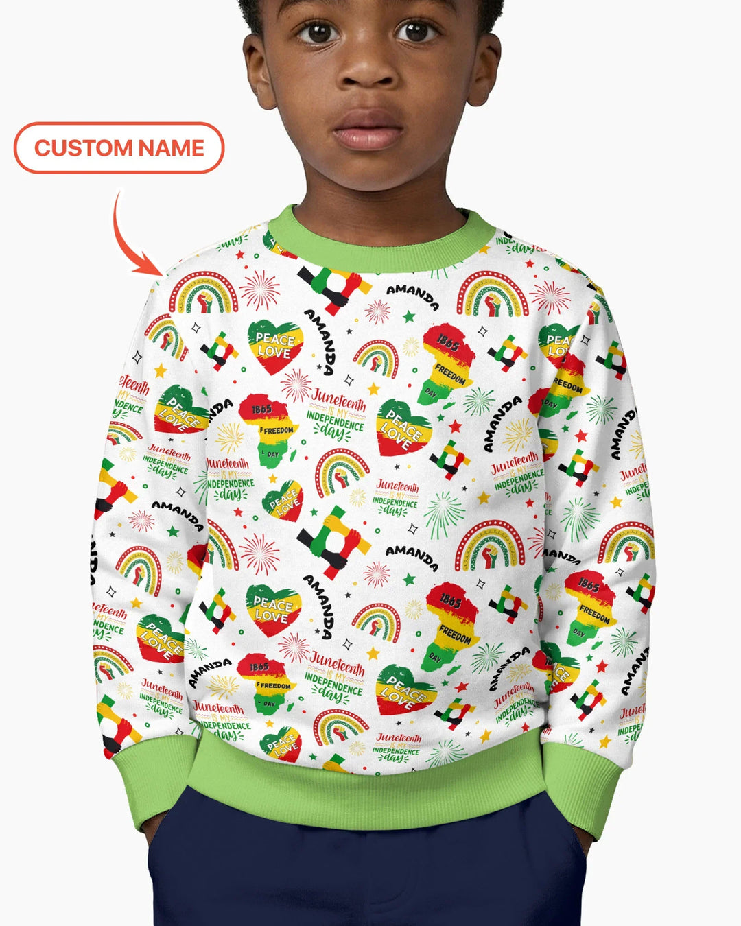 Custom Name Juneteenth Is My Independence Day Bamboo Crewneck Sweatshirt