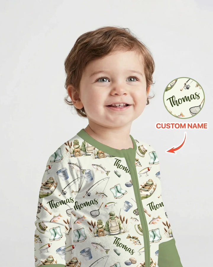 Custom Name Fishing Day Daddy & Me Matching Bamboo Convertible Zippy
