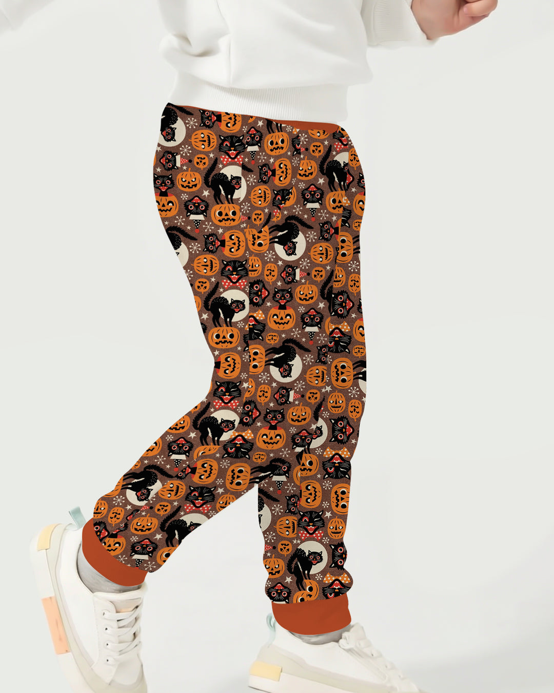 Vintage Halloween Black Cat Pumpkin Bamboo Jogger