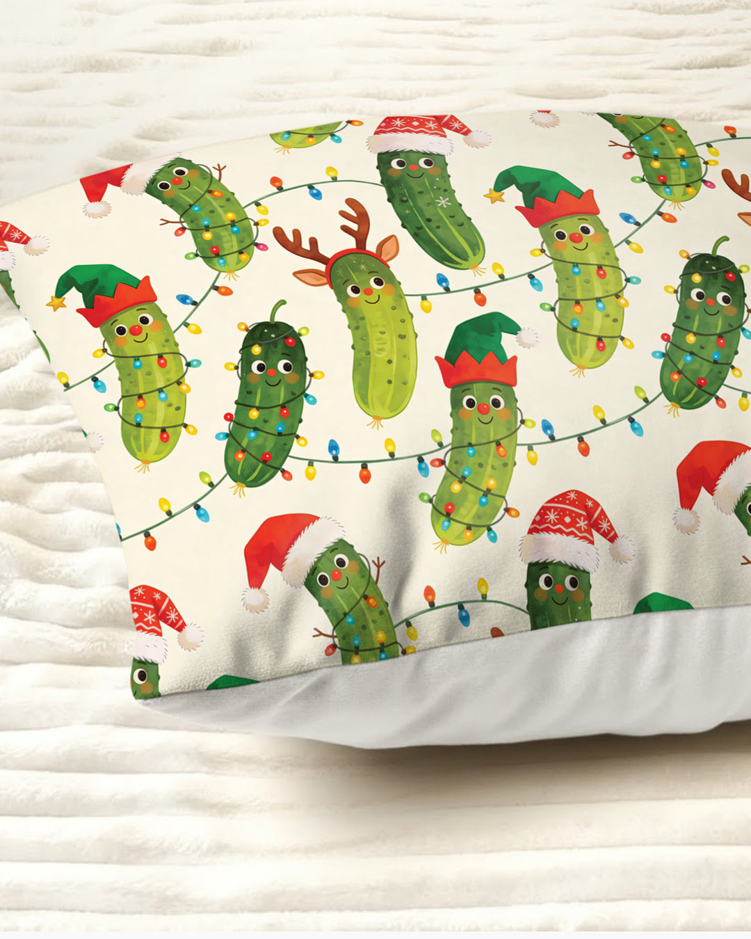 Cheerful Christmas Pickle Bamboo Pillow Case
