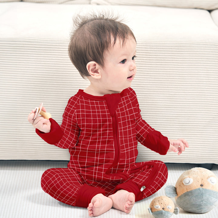 Windowpane Check Bamboo Pajamas for Babies - Modern & Soft